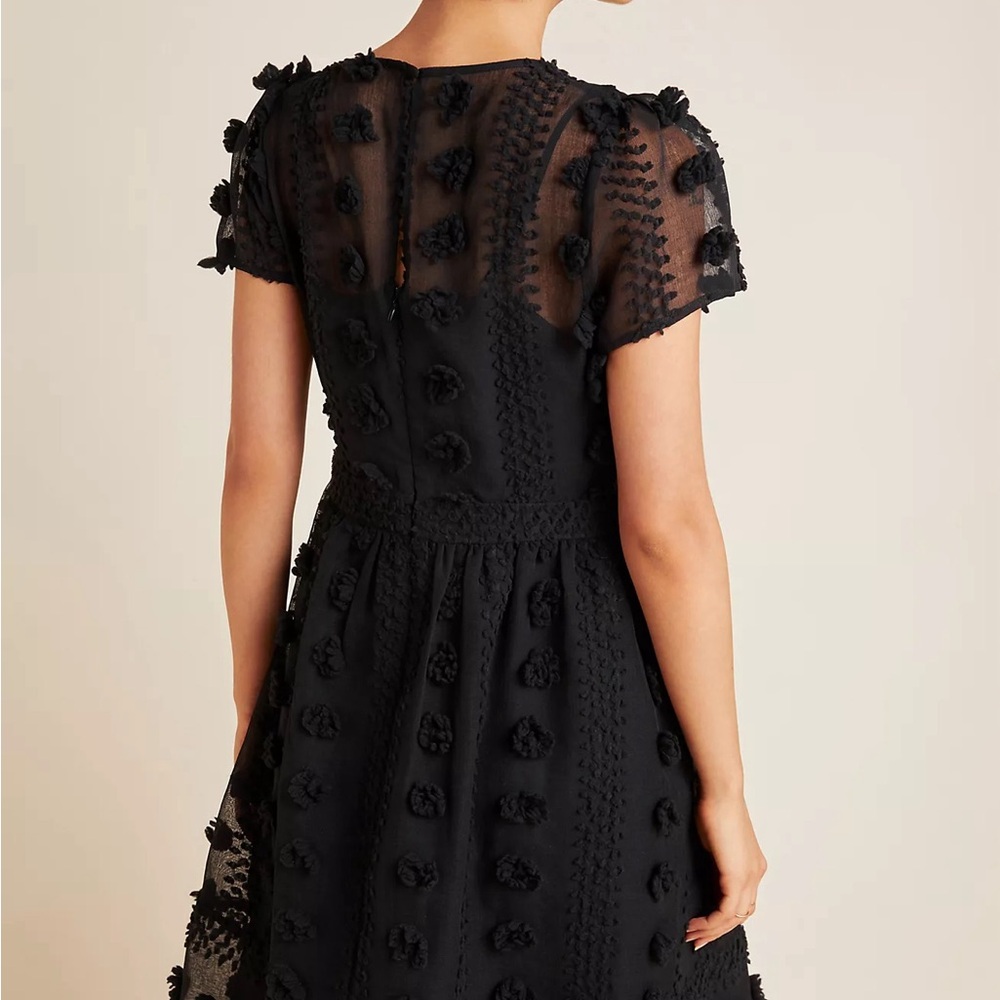Sunday in Brooklyn Black Dress with Textured Floral Accents - Picture 3 of 7